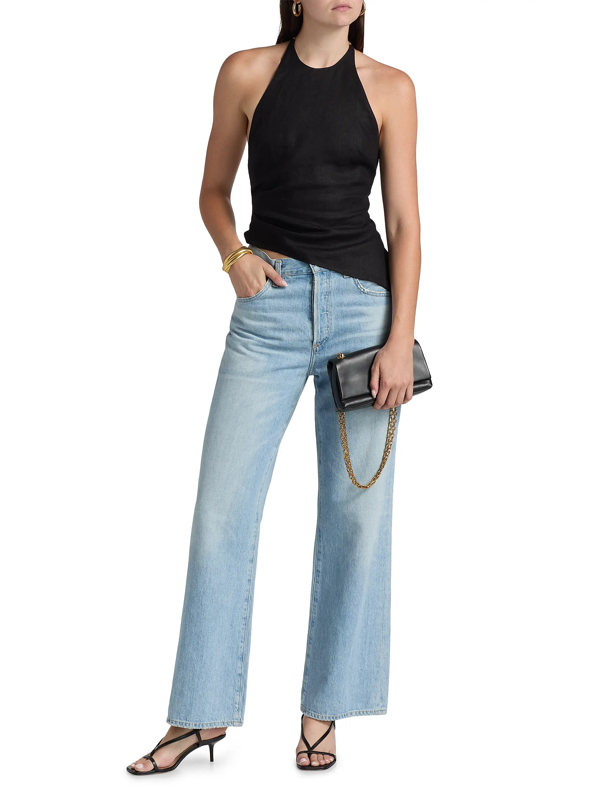 Reese Linen Asymmetric Halter Top | Saks Fifth Avenue