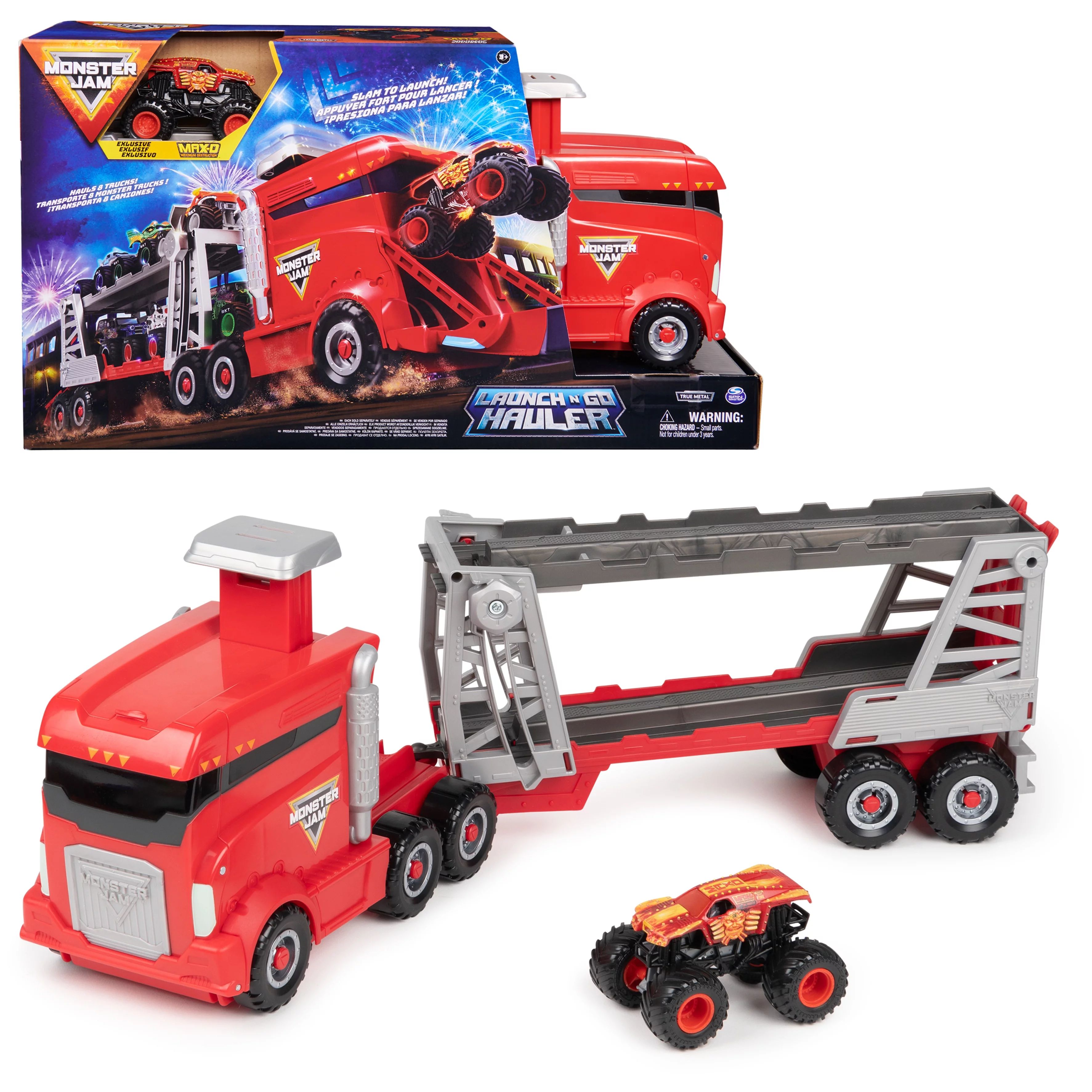Monster Jam, 2-in-1 Launch N’ Go Hauler Playset and Storage with Exclusive Monster Truck | Walmart (US)