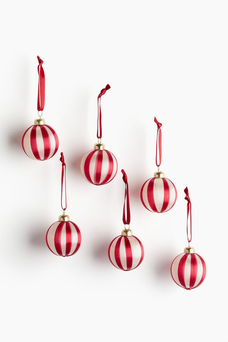 H & M - 6-pack Small Christmas Ornaments - Red | H&M (US + CA)