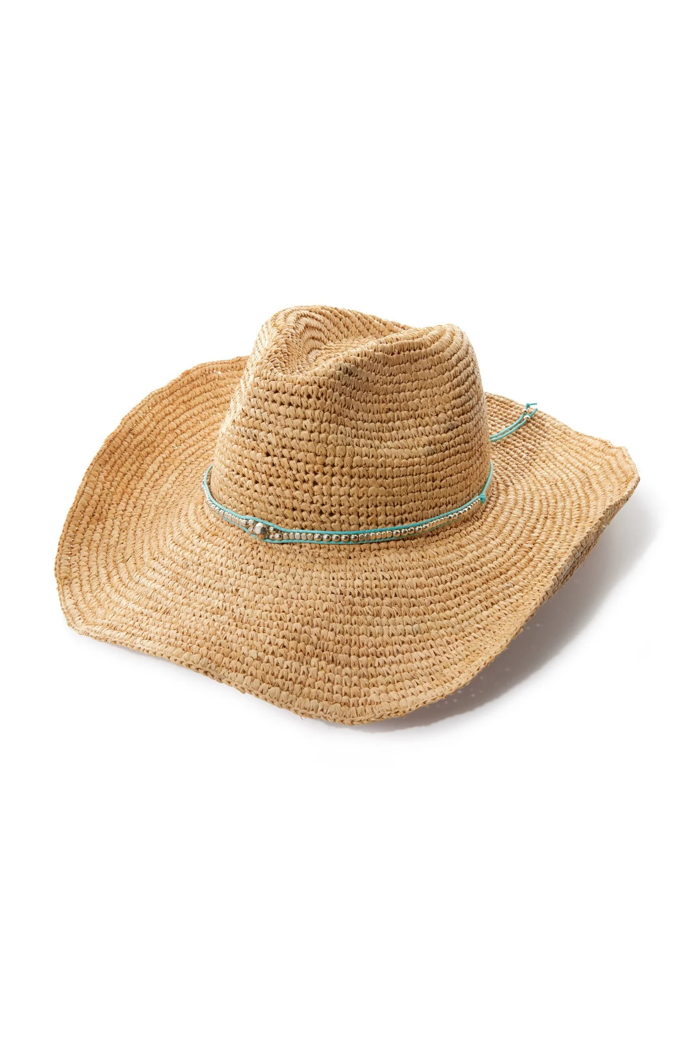 Turquoise Beaded Raffia Hat | Boston Proper
