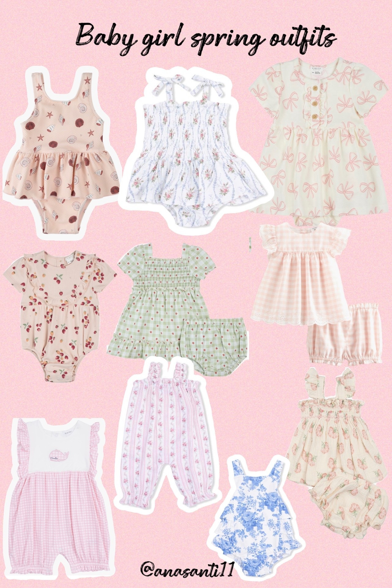 Cutesy spring outfits for baby girls 🌸🧸

The sweetest little looks for sunny strolls, playdates, and Easter pics. Think florals, smocking, soft knits, and pastel layers — perfect for spring weather.

Favorites I’m loving:
• Floral smocked dresses  
• Soft cotton cardigans  
• Matching bloomers + headbands  
• Light pastel sets

Everything linked in LTK 💕
#ltkfamily #ltkkids #babygirlstyle #springbaby #babyoutfits #cutesyoutfits #girlyfinds #angeldear 

#LTKBaby #LTKSeasonal #LTKSpringSale