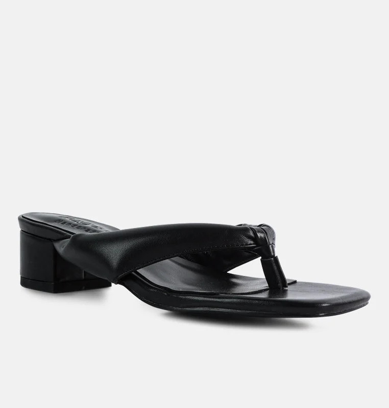Rag & Co Memestar Black Low Heel Thong Sandals - Black - US 7 | Verishop