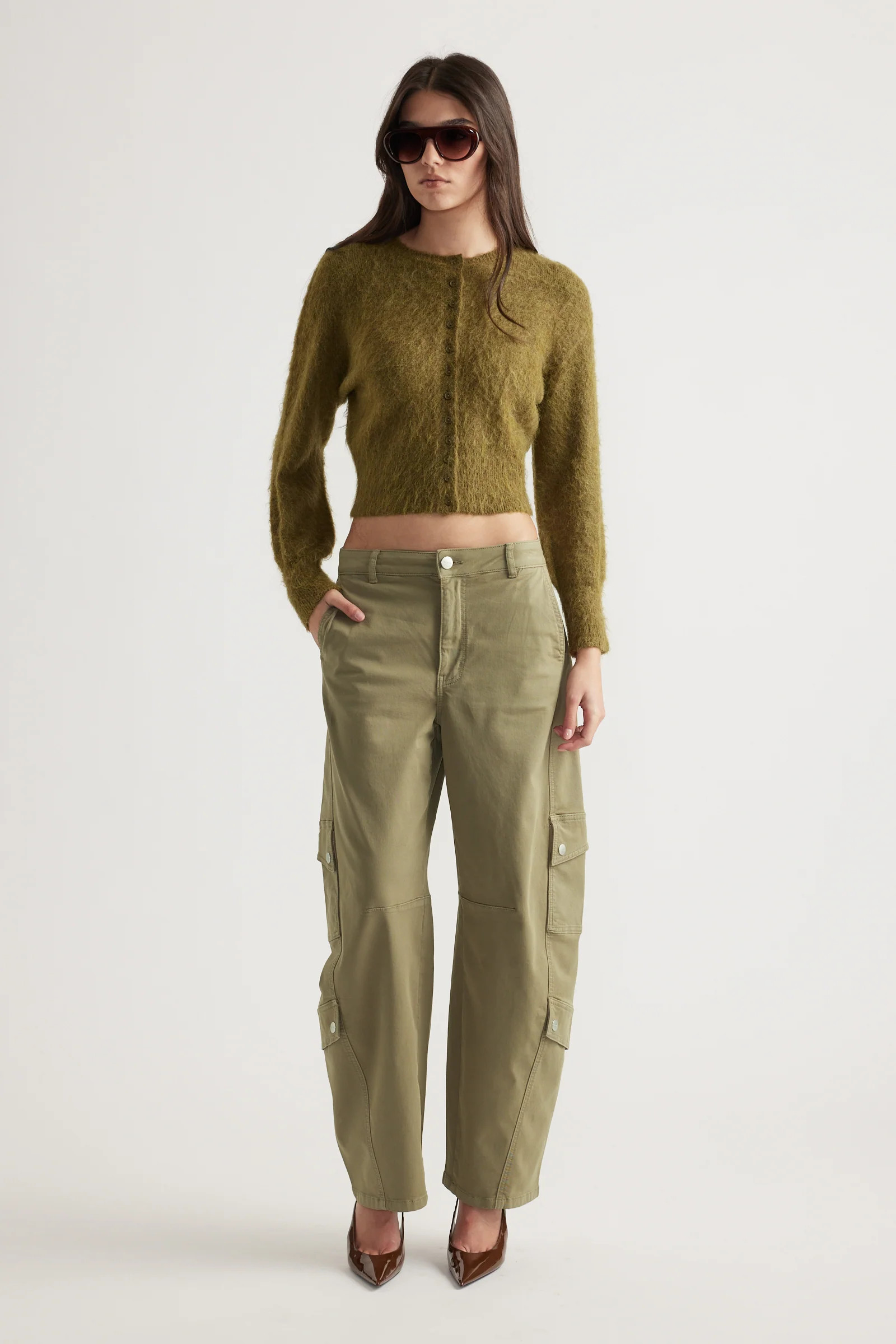 Alexa Barrel Cargo Pants - Sage | DECJUBA
