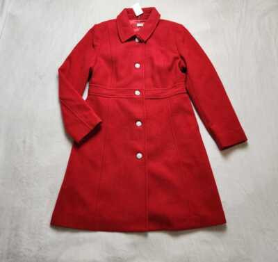 New 14 16 22 J Crew Factory Red wool-blend lady day coat with jeweled buttons | eBay US