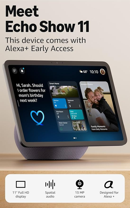 Amazon Echo Show 11 (newest model), Vibrant Full-HD 11" display with more viewing area and spatia... | Amazon (US)