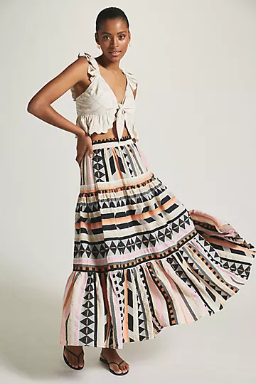 Devotion Twins Tiered Ruffle Maxi Skirt | Anthropologie (US)