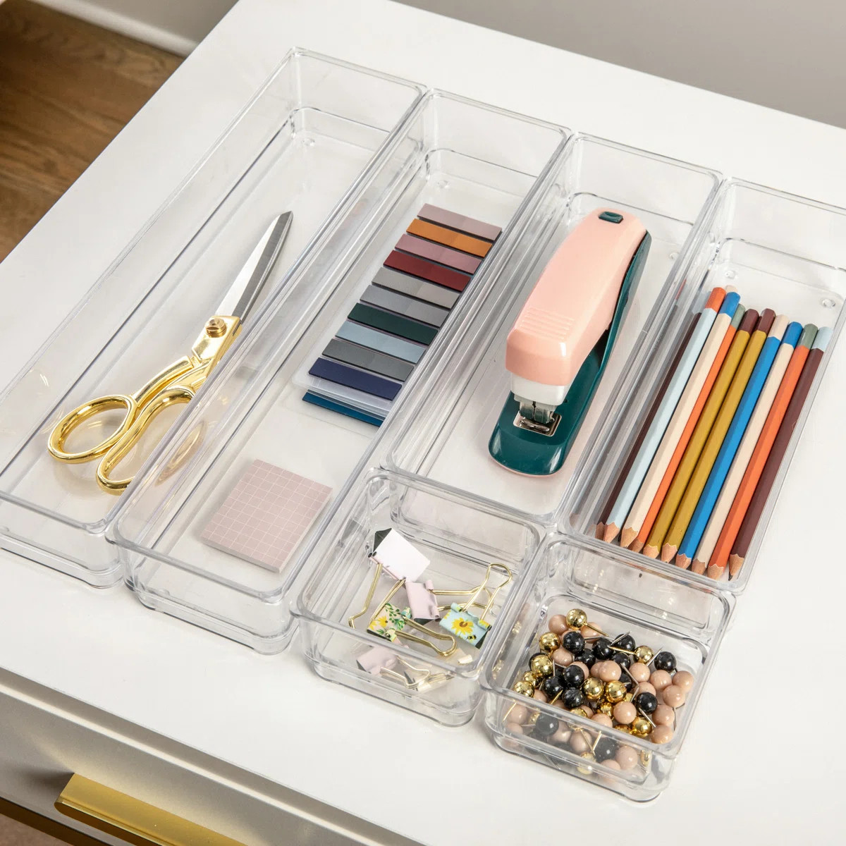 Thomas Martha Stewart Set of Plastic Stacking Home Office Desk Drawer Organizers | Wayfair North America