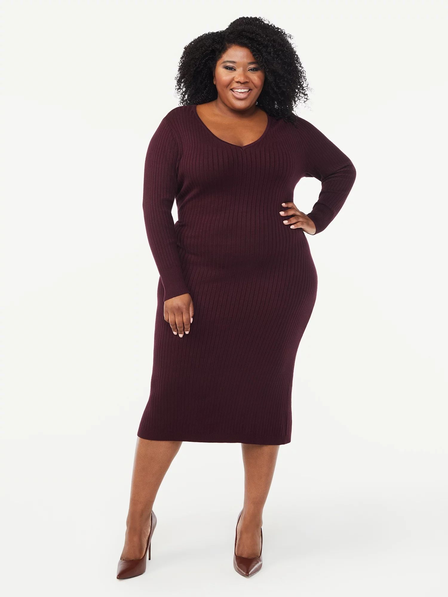 Sofia Jeans by Sofia Vergara Women's Plus Size Back Twist Sweater Dress | Walmart (US)