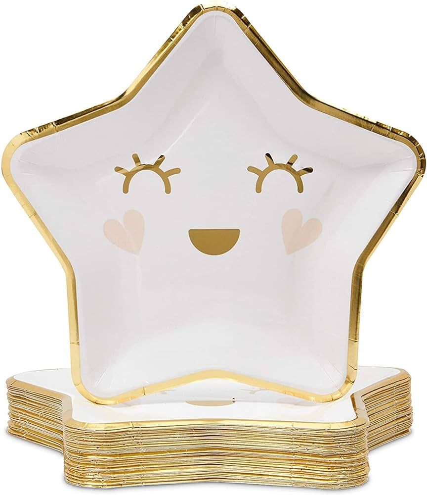 48-Pack Twinkle Little Star Paper Plates for Baby Shower, Gender Reveal Party (9 in) | Amazon (US)