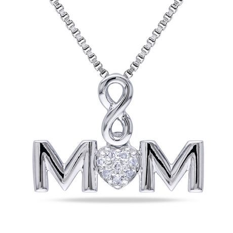 Miabella Diamond-Accent Sterling Silver "Mom" Infinity Heart Pendant; 18" | Walmart (CA)