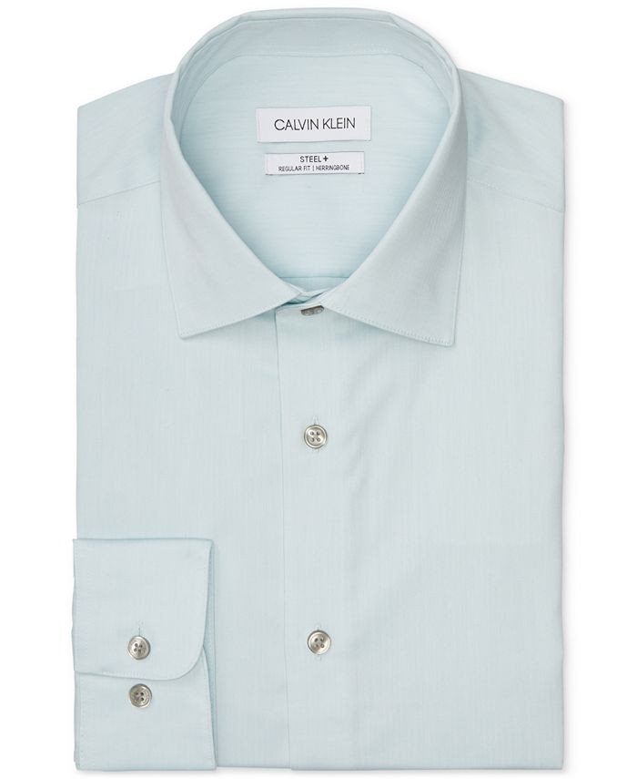 Calvin Klein Calvin Klein Men's STEEL Classic-Fit Non-Iron Performance Herringbone Spread Collar ... | Macys (US)