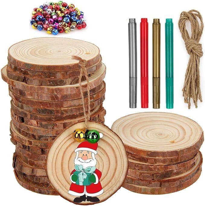 Colovis Unfinished Wood Slices, 25Pcs 2.4-2.8 Inches Natural Wooden Ornaments Wood Rounds Crafts ... | Amazon (US)