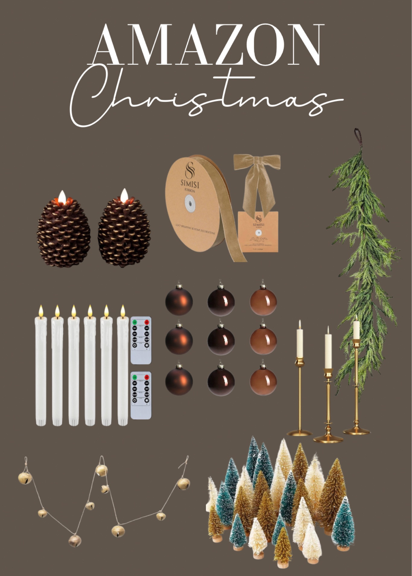 Amazon Christmas Decor

#LTKHome #LTKfindsunder100 #LTKfindsunder50 #LTKgiftguide 
#amazonfinds #garland #amazonchristmas #christmasbudget #amazonchristmasdecor #amazonhome #christmasdecor #amazonholidays #christmasdecorideas #ornaments #amazondecor #holidaydeals

Amazon finds, Amazon Christmas, Amazon Christmas decor, Christmas Decor, home decoration, holiday decoration, Amazon home, Amazon home decor, Amazon fashion finds, ornaments, garland, candles, candlestick, ribbon, velvet ribbon, gold decor, bronze decor 

#LTKSeasonal #LTKHolidaySale #LTKHoliday