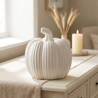 Garden Greatness Glossy Ceramic Pumpkin Ornament in White | Size: 1 Pack | Debenhams UK