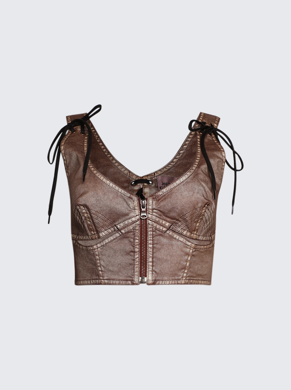 X KNWLS Laced Crop Top Ecru and Navy  | The Webster | The Webster