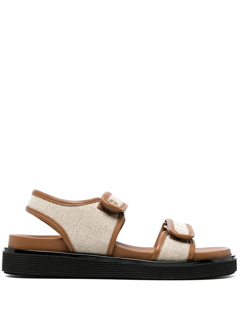 Claudie Pierlot touch-strap leather-canvas Sandals - Farfetch | Farfetch Global