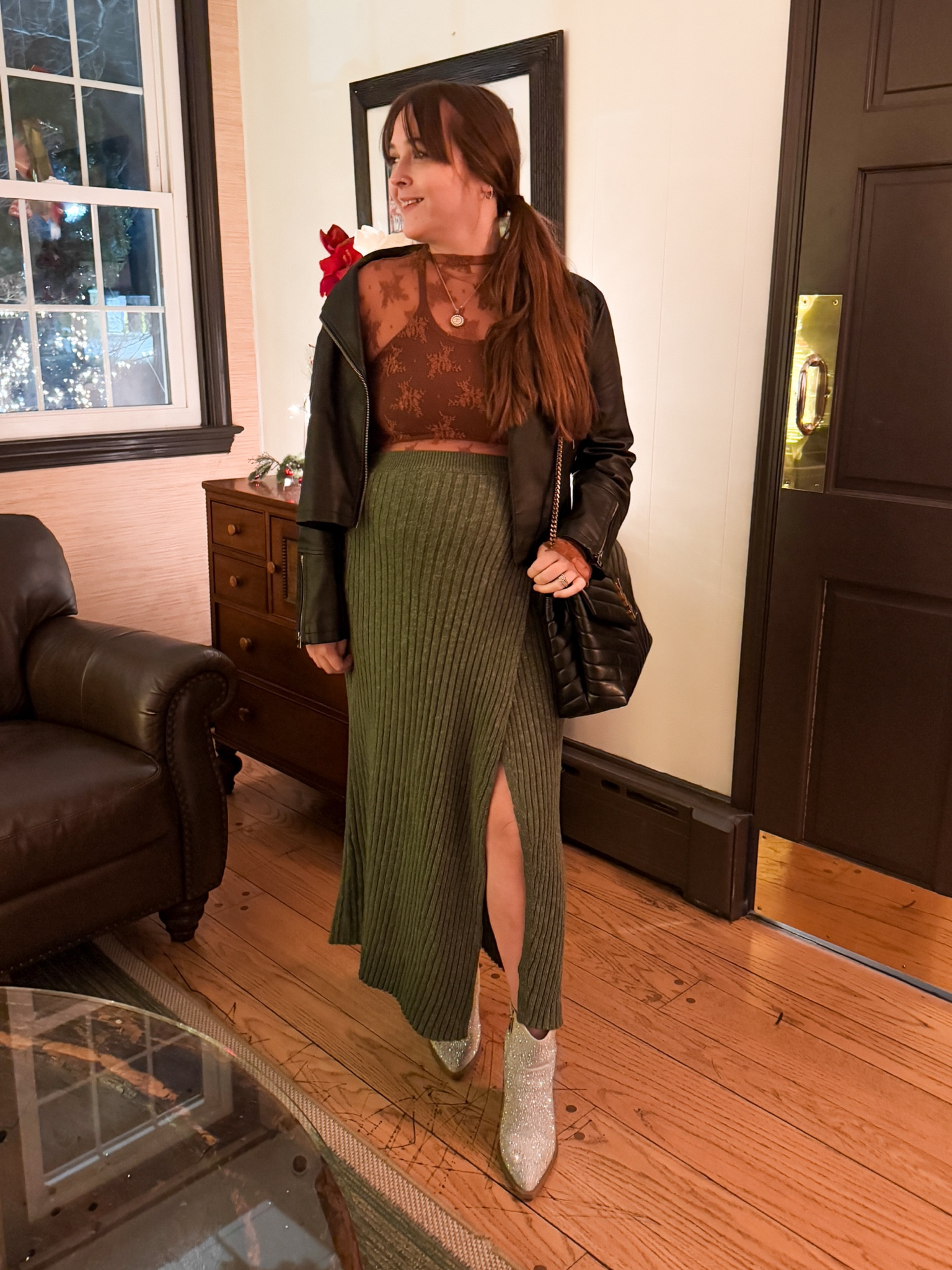 This might be one of my favorite date night outfits yet!! Obviously can be worn with or without the bump 🙂

Date night outfit, winter date night outfit, sweater skirt, leather jacket, lace layering top, going out outfit, winter outfit idea

#LTKMidsize #LTKSeasonal #LTKSaleAlert