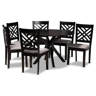 Baxton Studio Norah 7-Piece Grey and dark brown Dining Set 1721052610894HD - The Home Depot | The Home Depot
