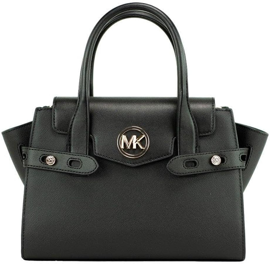 Michael Kors Carmen Medium Faux Leather Belted Satchel Black | Amazon (US)