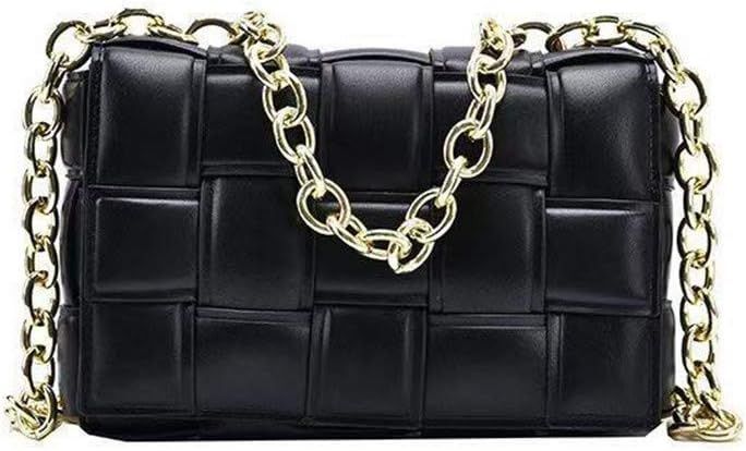 Luckywe Woven Crossbody Handbag Purse for Women, Cassette Padded Crossbody Messenger Square Bag(b... | Amazon (US)