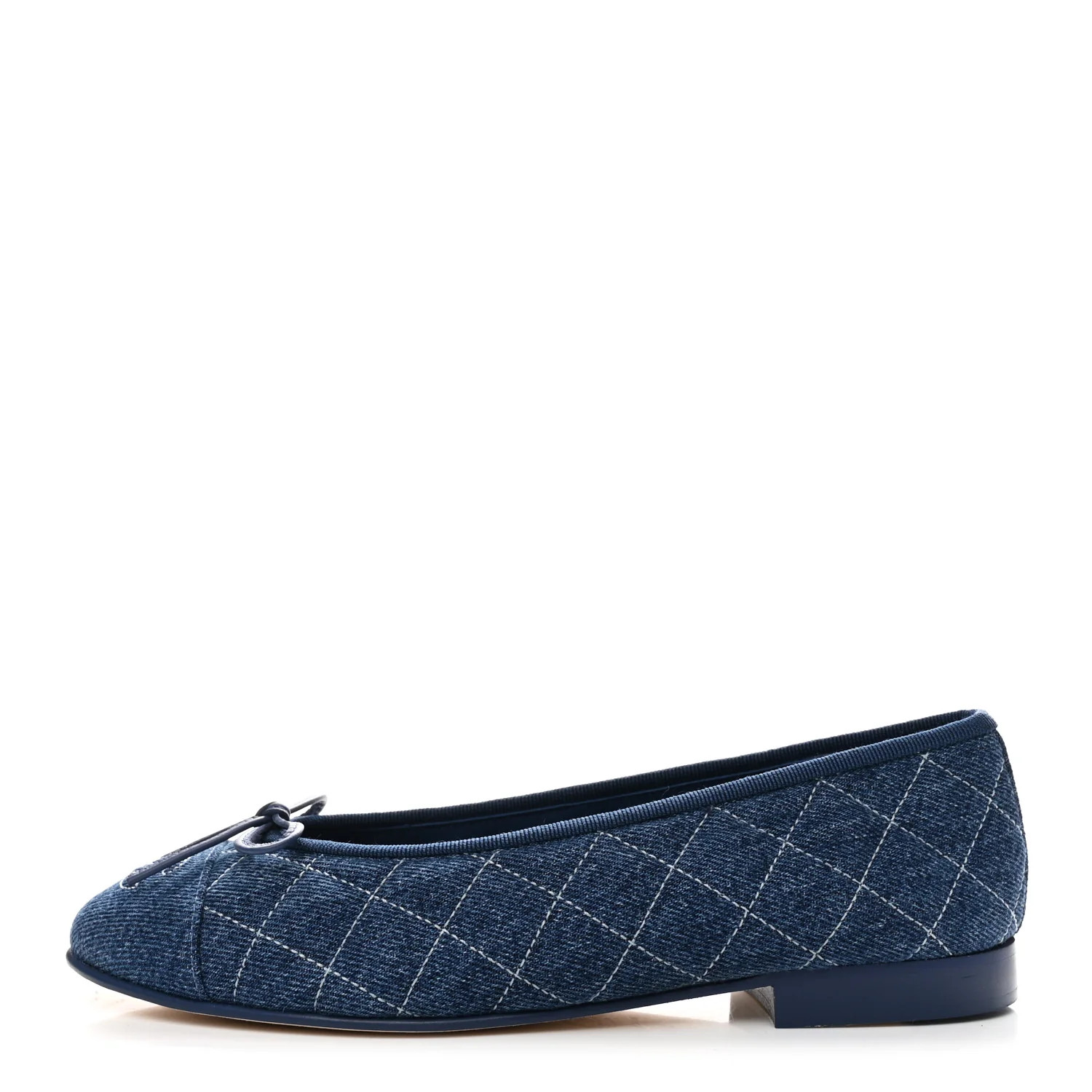 Chanel Washed Denim Quilted Cap Toe CC Ballerina Flats 36.5 Blue 1813000 | FASHIONPHILE (US)