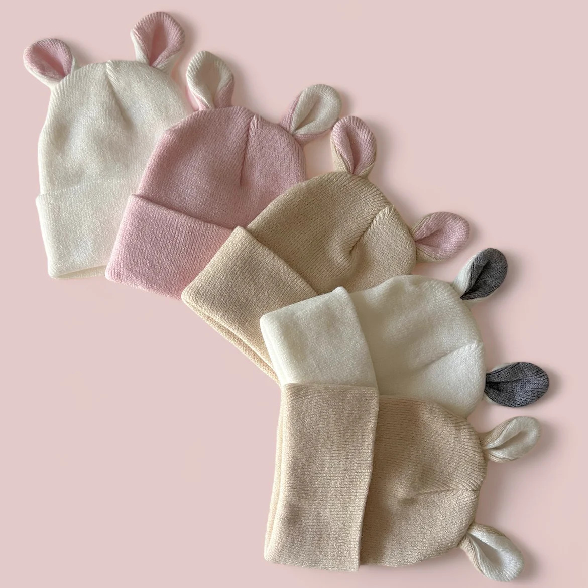 Baby's First Hat, Warm White/Petal Pink Bunny | SpearmintLOVE