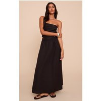 Black Cotton Poplin A Line Low Rise Maxi Skirt | PrettyLittleThing US