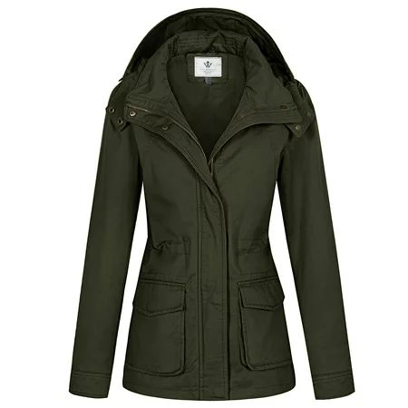 WenVen Women s Anorak Jacket Lightweight Long Sleeve Hooded Utility Coat Green XL | Walmart (US)