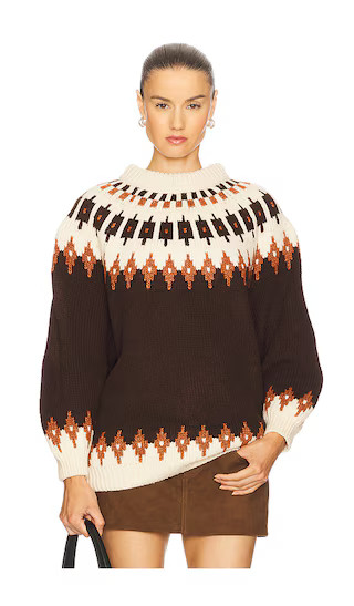 Kathleen Fair Isle Pullover in Chocolate Stripe | Revolve Clothing (Global)