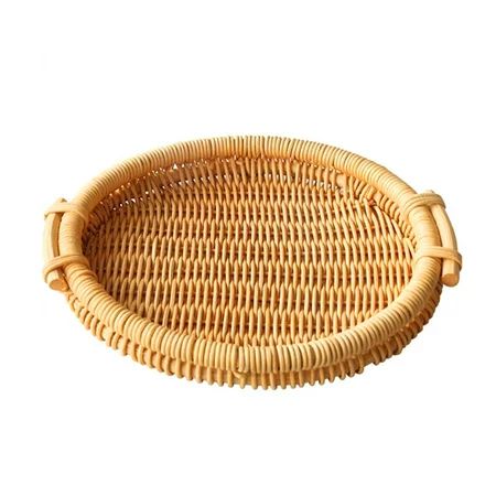 Rattan Bread Baskets - Wicker Serving Tray with Handles Woven Basket for Table Kitchen Supplies for  | Walmart (US)
