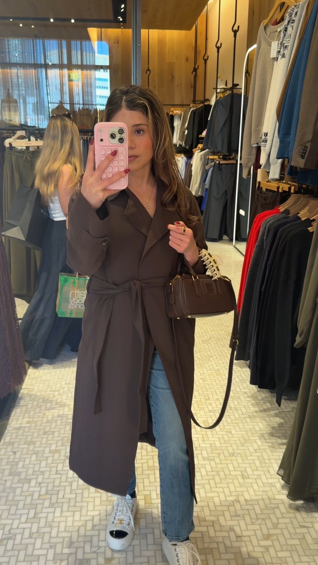Sale alert - how cute is this brown trench coat?! Wearing size 2XS  

#LTKSaleAlert #LTKCyberWeek #LTKootd