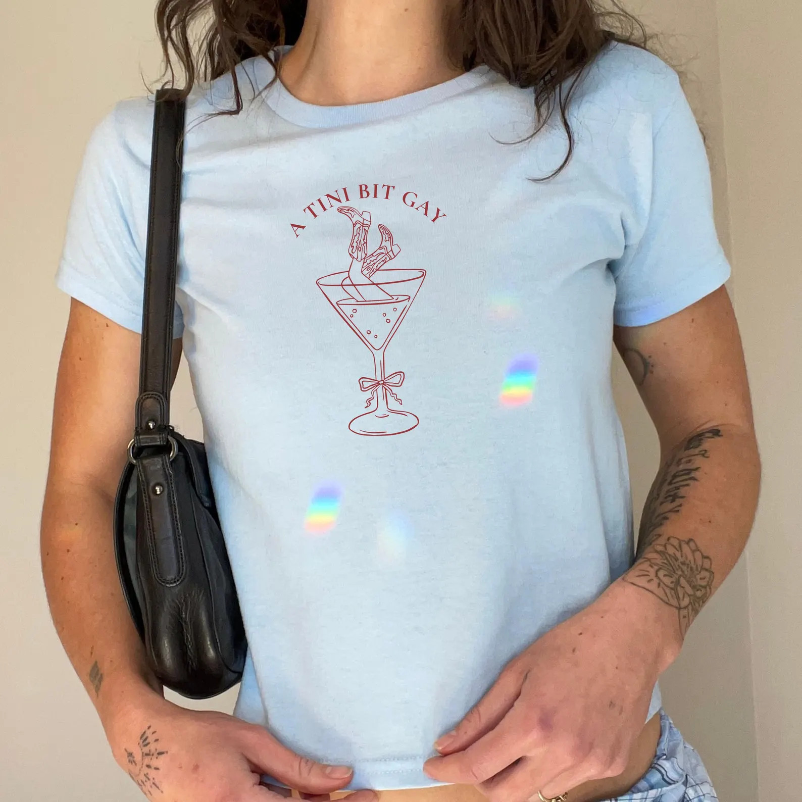 A Tini Bit Gay Lesbian Baby Tee Gay Cowgirl Shirt Sapphic Shirt Femme Lesbian Top Subtle Bi Pride... | Etsy (US)