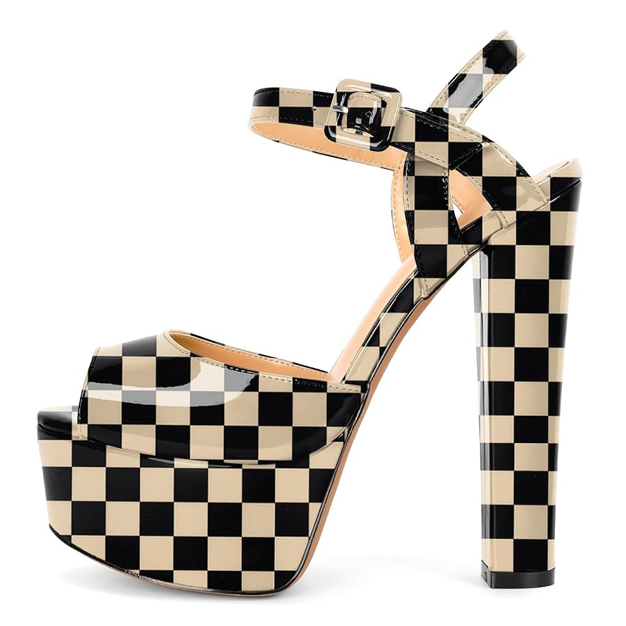 Eldof Womens Platform Sandals Chuncky High Heel Pumps 6" Ankle Strap Peep Toe Sandal Heels Party ... | Amazon (US)