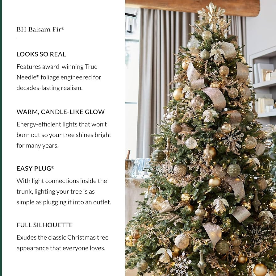 Balsam Hill BH Balsam Fir Full Tree - Realistic Artificial Christmas Tree with Premium Stand & Ea... | Amazon (US)