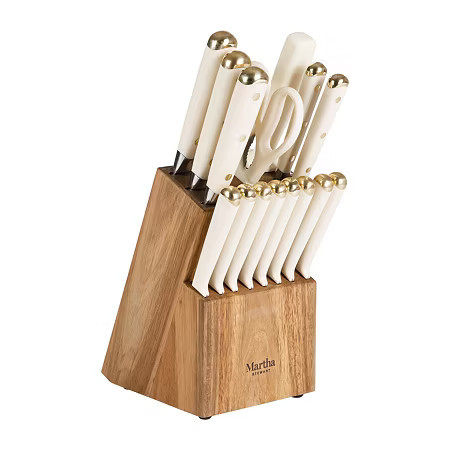 Martha Stewart Lockton 16-pc. Knife Block Set, One Size, White | JCPenney