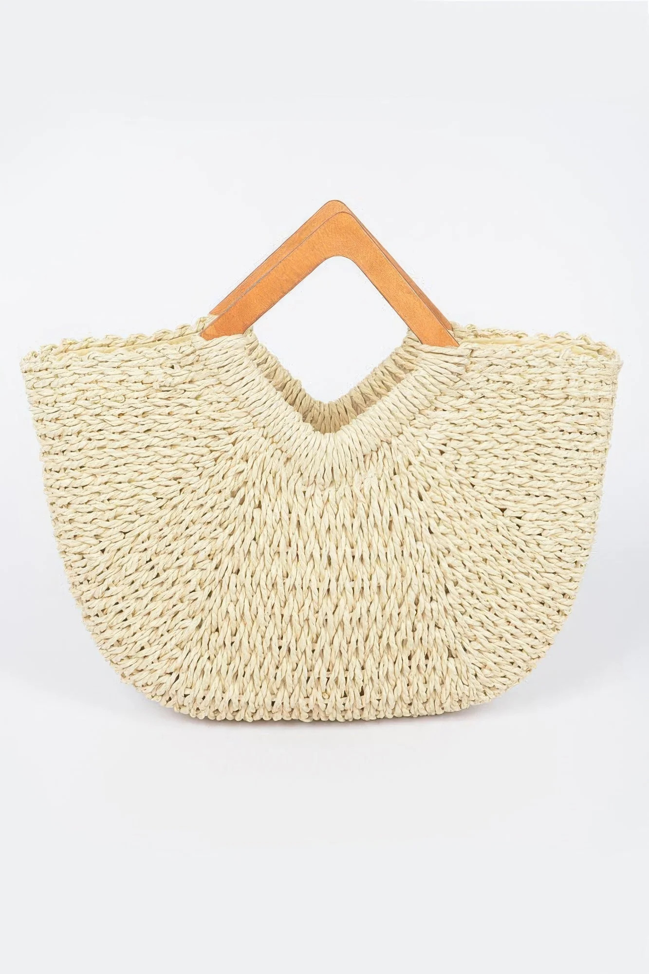 Faux Straw Wood Handle Tote Bag | Shop Simon