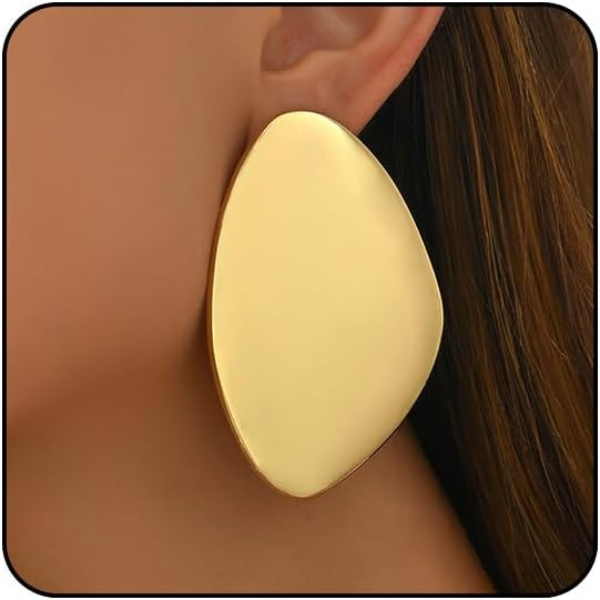 Gold Statement Earrings for Women Big Gold Earrings Large Silver Statement Earrings Chunky Gold E... | Amazon (US)