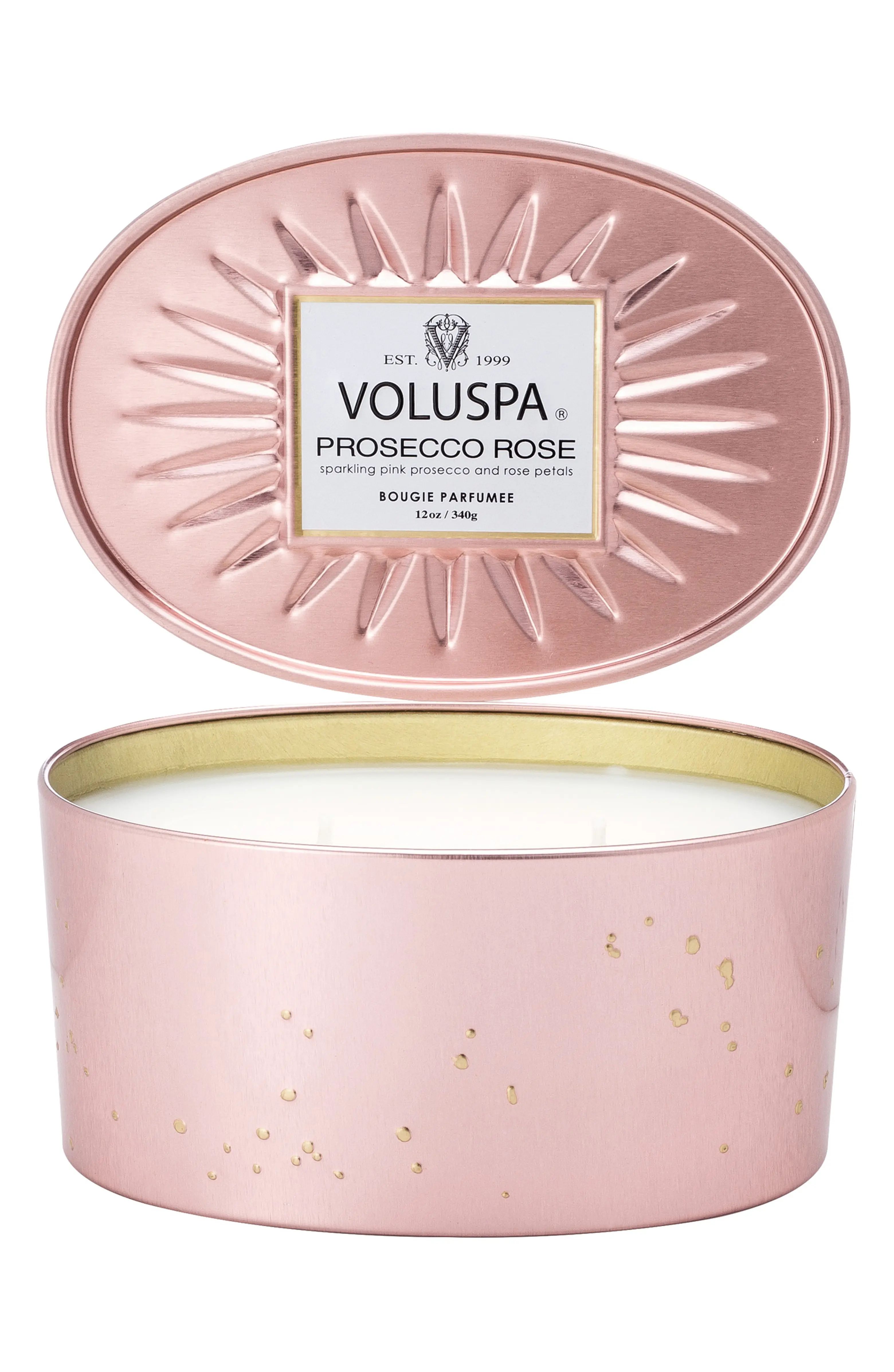 Vermeil Prosecco Rose Oval Tin Two-Wick Candle | Nordstrom