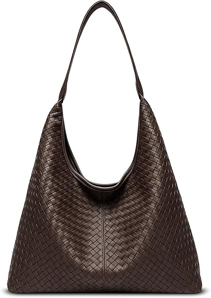 Woven Textured Vegan Leather Hobo Tote Bag Large Slouchy Purse for Women | Amazon (US)
