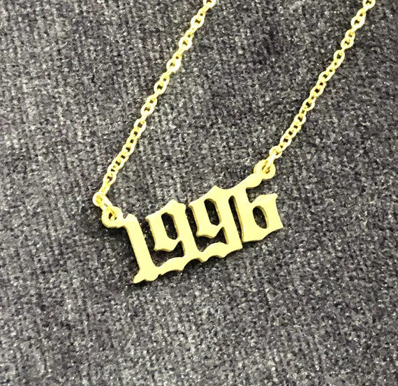 Old English 1996 Necklace,Birthday Gift Necklace,Anniversary Gifts,Birth Year Necklace Gold, Pers... | Etsy (US)