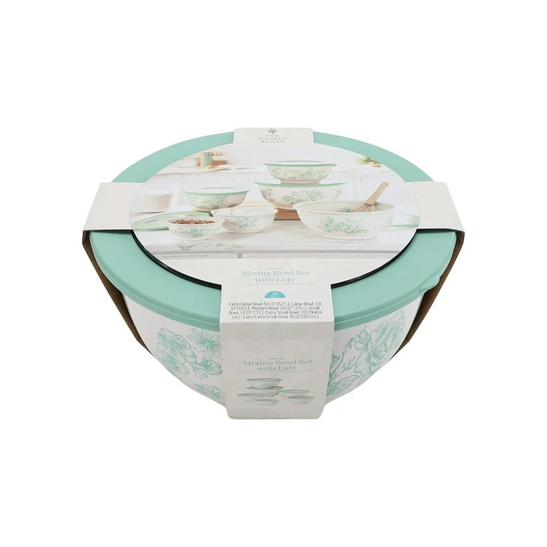 The Pioneer Woman Agatha 12-Piece Bamboo Melamine Nesting Mixing Bowl Set, Green | Walmart (US)