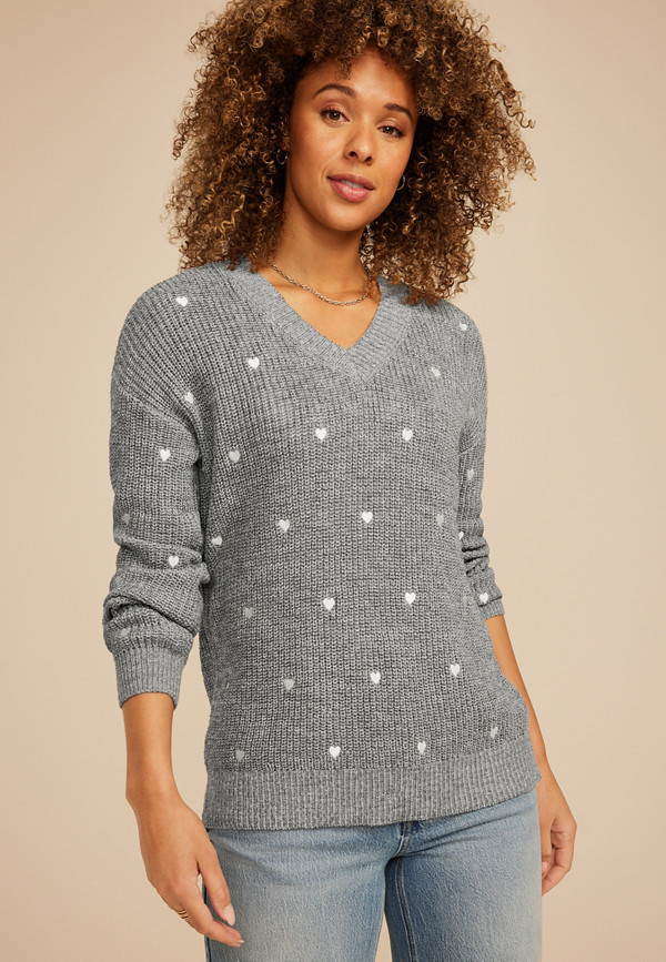 Heart Embroidered Sweater | Maurices