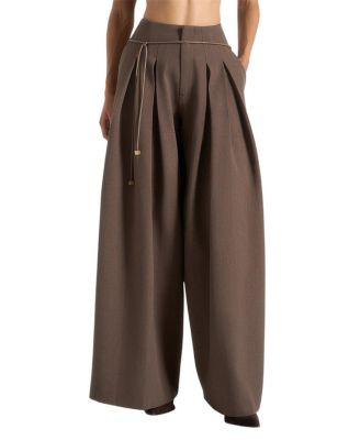 Maniere De Voir Flora Box Pleat Wide Leg Belted Trousers | Bloomingdale's (US)