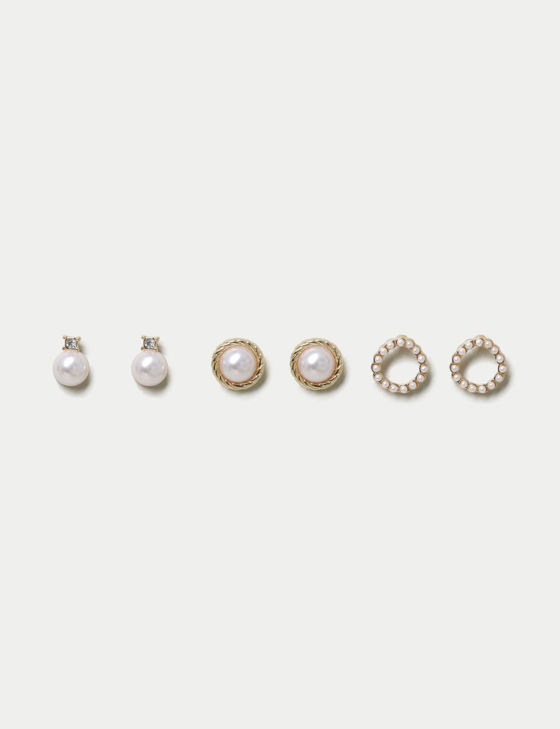 3 Pack Pearl Stud Earrings | Marks & Spencer (UK)