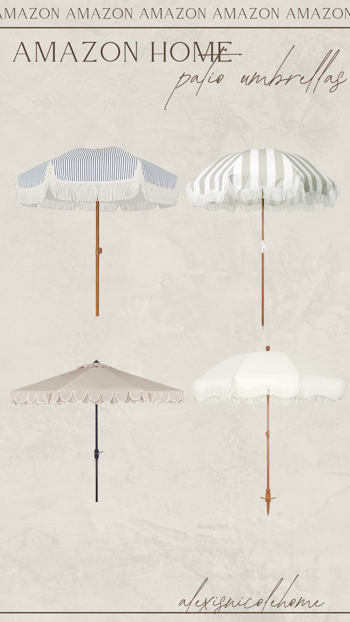 The cutest affordable patio umbrellas for this season! For a patio or easy to take for a beach or lake day too! 

#LTKHome #LTKFindsUnder100 #LTKSeasonal
