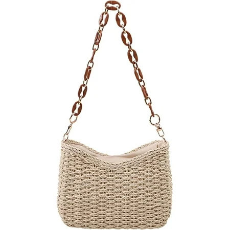 Kukuzhu Straw Beach Bag, Summer Straw Bags for Women Trendy Straw Purses and Handbags Shoulder Tote Bag for Vacation | Walmart (US)
