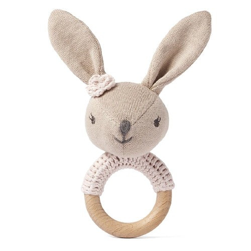 Blush Bunny Knit Ring Rattle | SpearmintLOVE