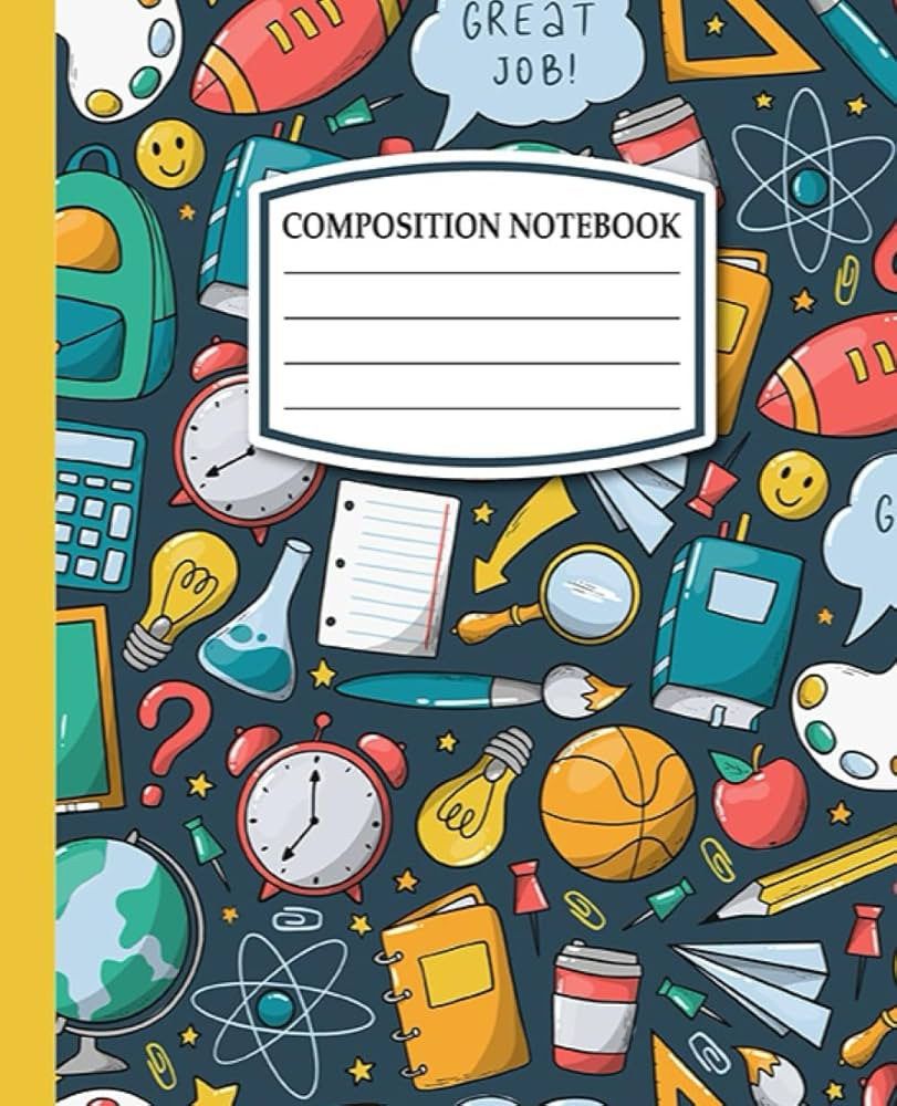 Composition Notebook Wide Ruled: School Pattern with Hand Drawn Doodles - Cute Composition Notebo... | Amazon (US)