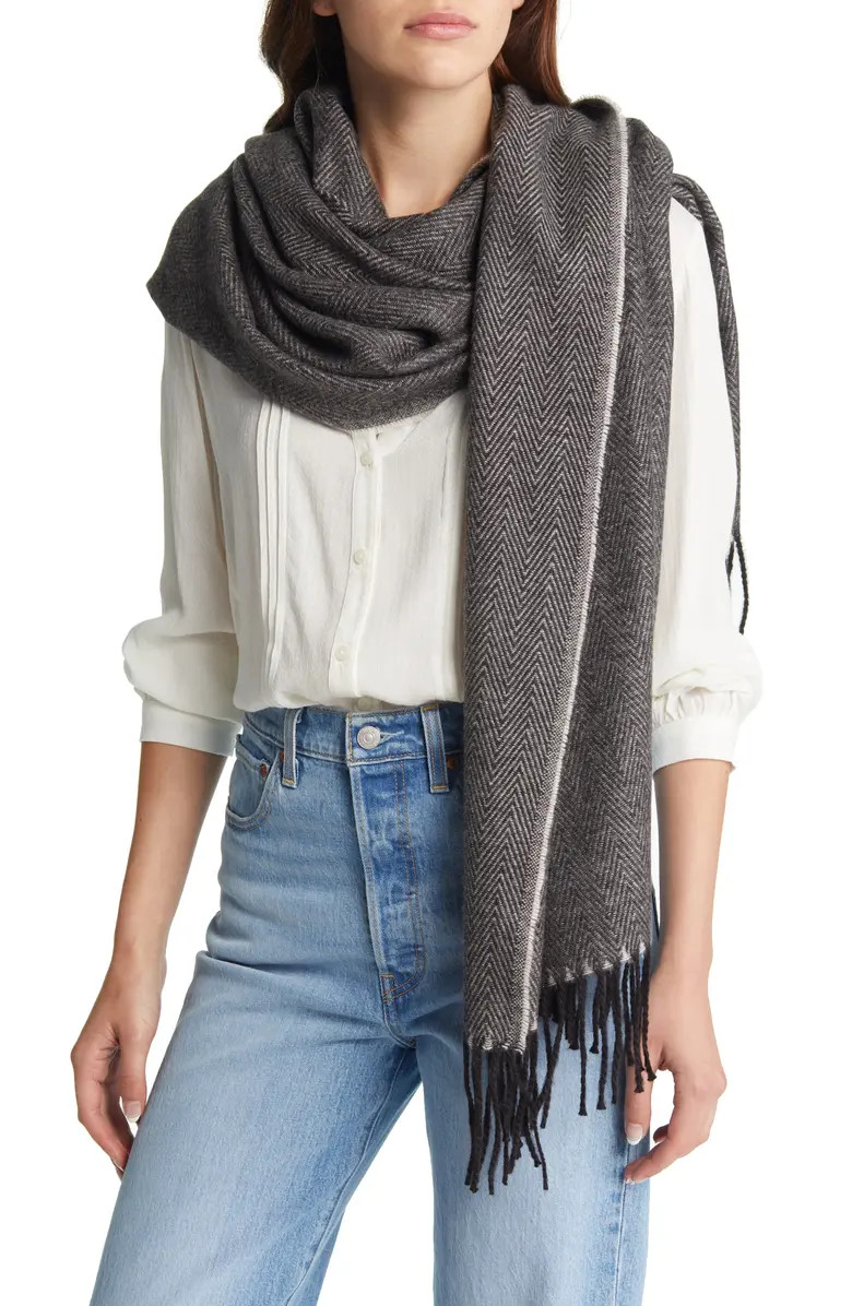 Treasure & Bond Herringbone Knit Blanket Wrap | Nordstrom | Nordstrom