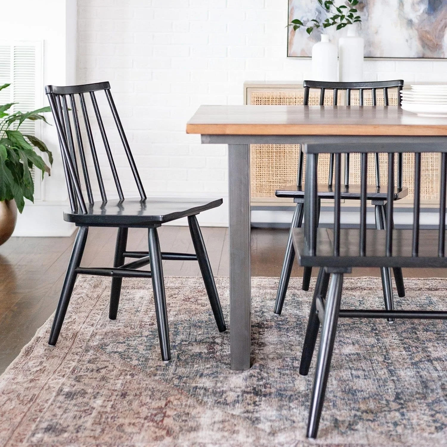 East at Main Modern Spindle Dining Chairs, Black (Set of 2) | Walmart (US)